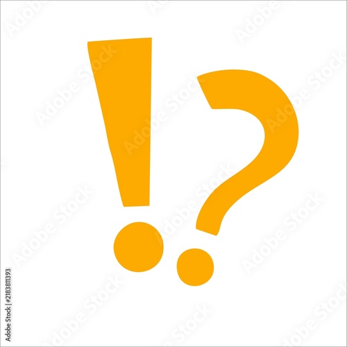 Yellow exclamation and question mark icon set for business communication and FAQ concepts