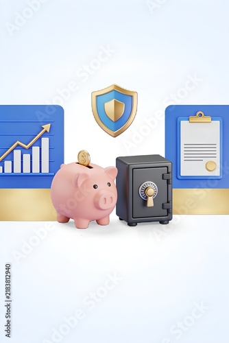 Financial Security and Wealth Protection Concept with Savings and Insurance