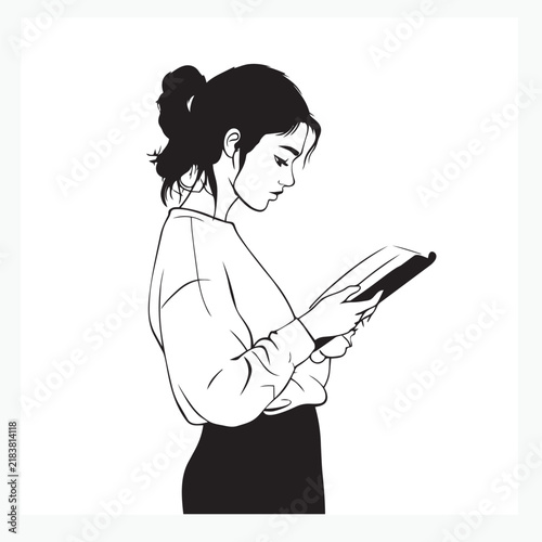 young woman reading a book