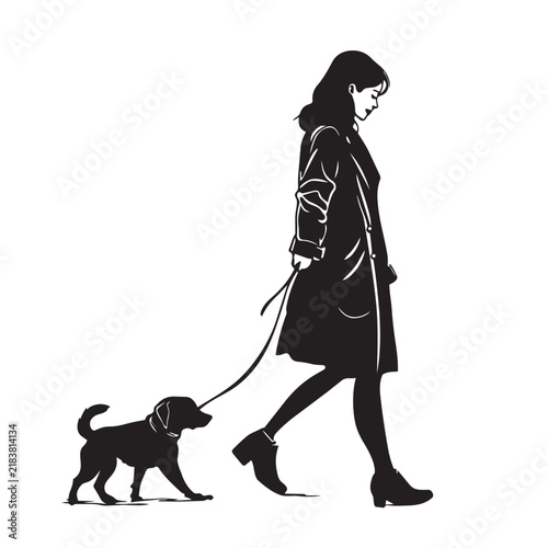 silhouette of a woman with dog