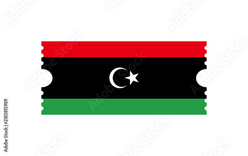 Fotografie Libya Flag Ticket Template with Perforated Edges