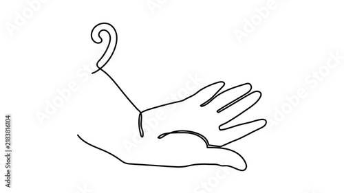 2027 and hand one line art animation, hand drawn continuous contour motion. Holiday concept year of the goat, festive New year handwriting text, minimalist design 4k self-drawing video