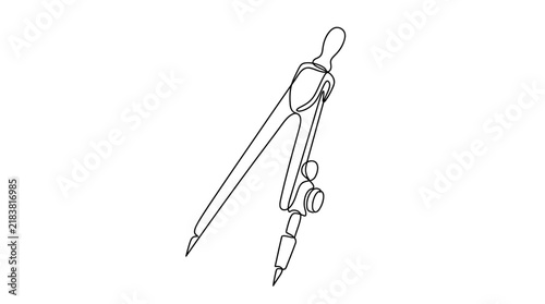 Detailed line art of a geometry drawing compass.