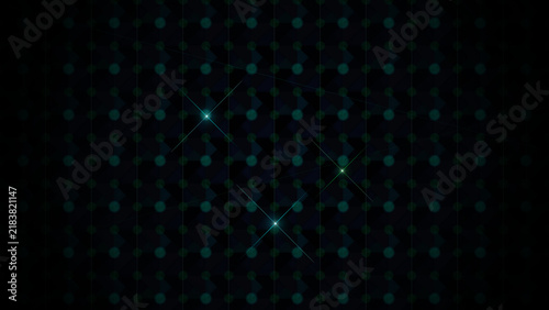 Abstract Dark Teal Digital Grid Background with Glowing Star Flares