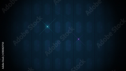 Abstract Dark Blue Digital Grid Background with Glowing Lens Flares