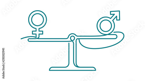 Bild auf Leinwand Gender equality balance scale with male and female symbols.