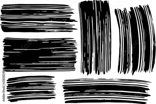 Bold black brush stroke vector elements for artistic graphic design projects