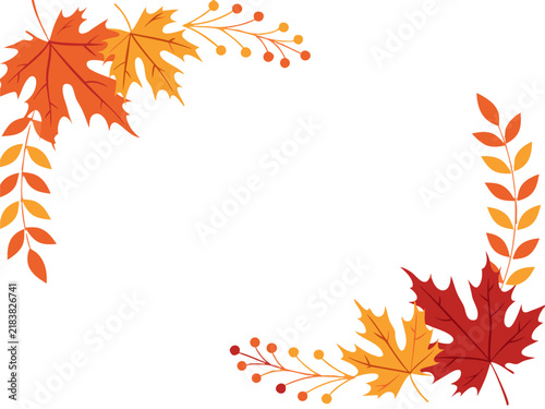 Autumn Maple Leaf Corner Border with Berries and Foliage