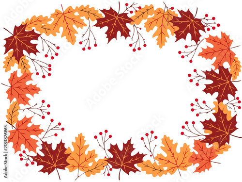 Autumn Maple Leaf Wreath Frame with Red Berries