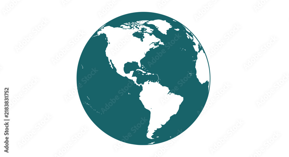 Fototapeta premium Earth Globe Illustration with Continents, Depicting Global Connections and Environmental Awareness. World Map Icon, Sustainable Development Concept.