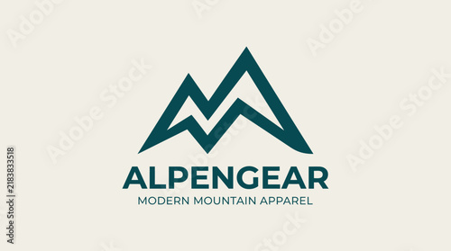 Green mountain logo for outdoor apparel brand.