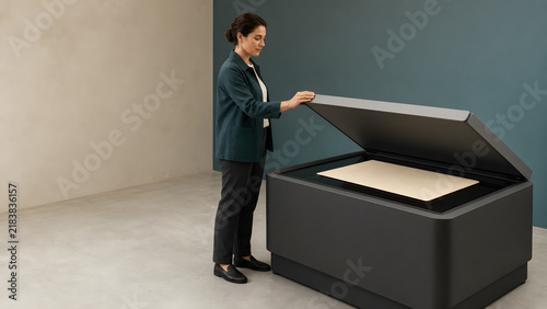 Archivist Scans Records on Large Flatbed Scanner