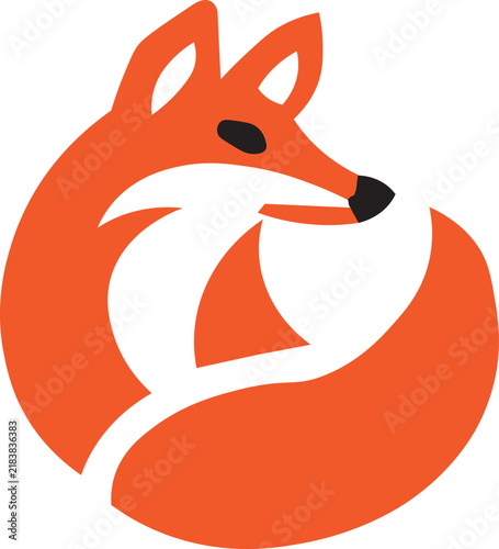 Bild auf Leinwand Minimalist orange fox icon for wildlife and nature branding with fox logo animal