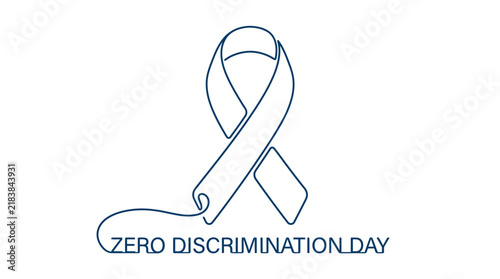 Bild auf Leinwand Zero Discrimination Day butterfly ribbon line art.