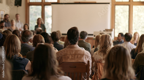 Residents attending a community town hall meeting