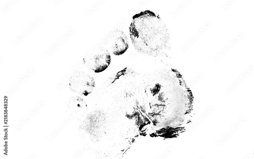 Obraz premium Abstract Black Ink Footprint Blot Grunge Texture Isolated on White Background
