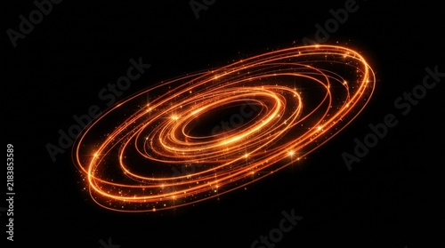 Glowing golden light rings abstract background