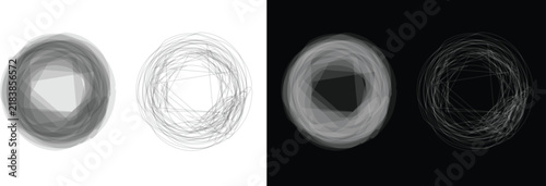 Abstract Smoky Circular Vortex Frame Vector Set Isolated on Black and White Backgrounds for Modern Creative Design Elements