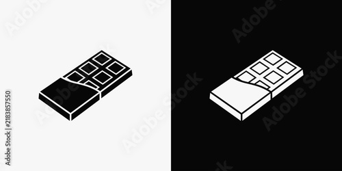 Chocolate bar icon set, black and vector illustration. minimalist design elements for food and dessert concepts
