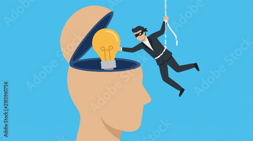 Foto Idea theft and intellectual property infringement concept, business crime
