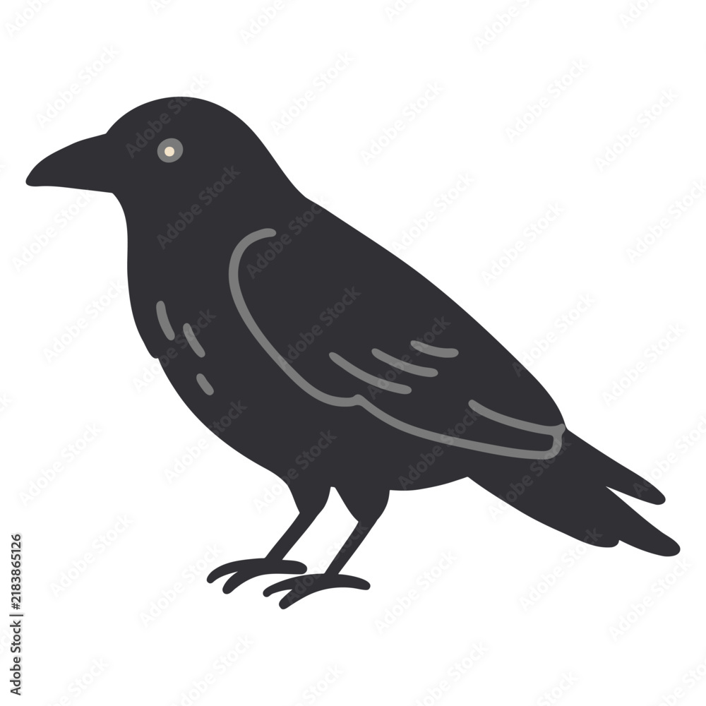 Obraz premium Hand-Drawn Halloween Crow Illustration for Spooky Season Commercial Designs