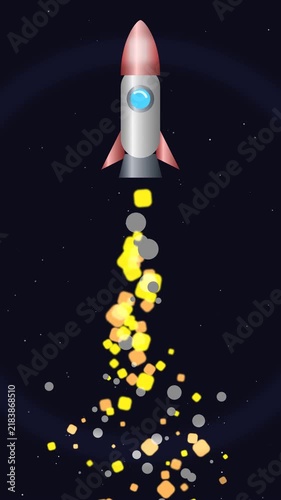 Startup Launch Rocket Icon With Flickering Flame