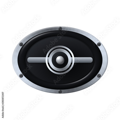 Bild auf Leinwand Oval car audio coaxial speaker with chrome bridge and dome tweeter