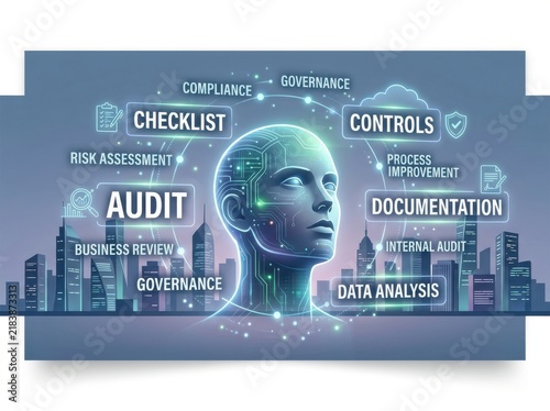 Artificial intelligence head with digital audit and business compliance labels
