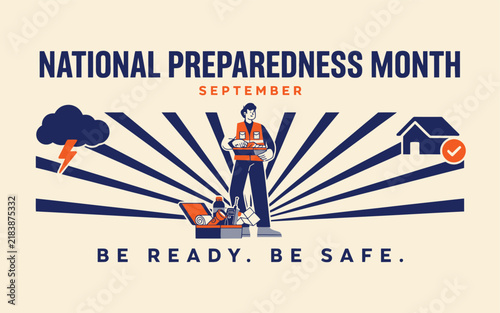National preparedness month vector graphic with emergency responder