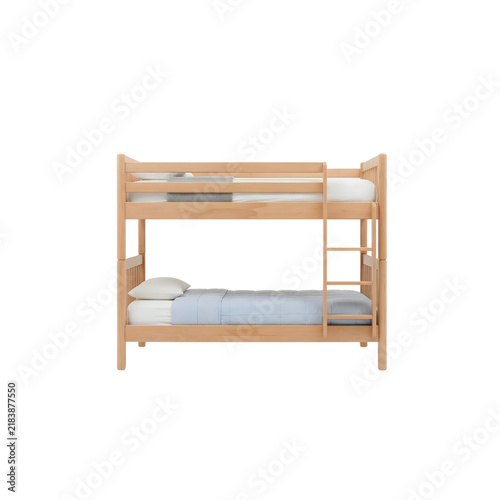 Cuadro en lienzo Wooden bunk bed with bedding and ladder