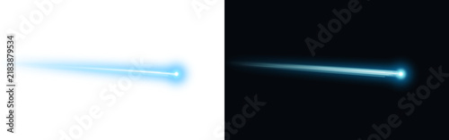 Bright blue laser beam with glowing light effect for futuristic sci-fi digital and dynamic motion visual isolated on a transparent background