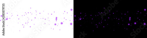 Abstract purple particles and glowing bokeh lights floating in space, creating a magical cosmic atmosphere for digital and backgrounds isolated on a transparent background