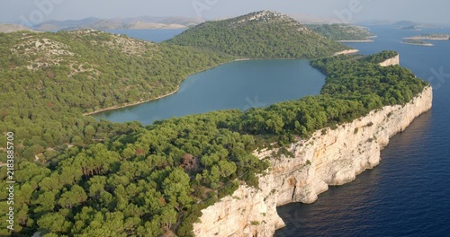 Aerial View of Cliffs, Lake Mir and Telašćica Bay, Croatia