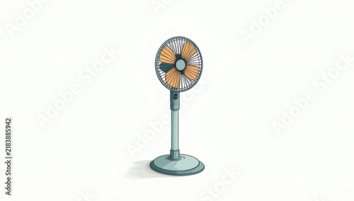 Standing Electric Floor Fan Appliance for Cooling Air Flow Vector Illustration Isolated on White Background