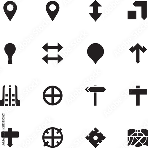 Minimalist Navigation Map Pointer and Direction Icon Set Vector Illustration