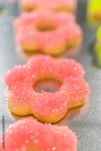 Naklejka Pink Sugar Flower Cookie Close View
