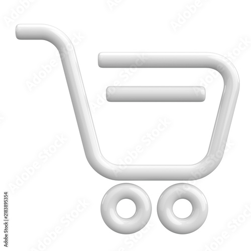 3D shopping cart. 3D illustration.