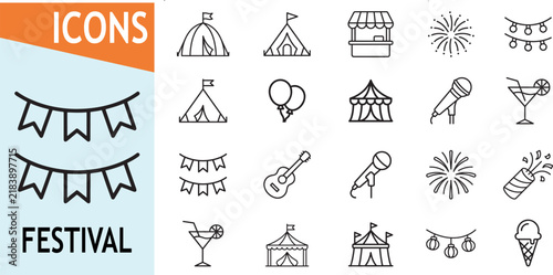 Festival celebration icons for party and event decoration