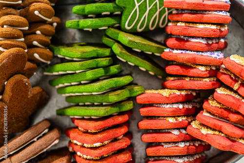 Assorted Holiday Cookies in Festive Red and Green Colors