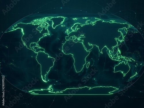 New World Map Illustration – Flat Vector Geographic Map with Earthy Green and Golden-Tan Countries