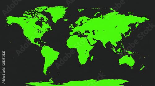 New World Map Illustration – Flat Vector Geographic Map with Earthy Green and Golden-Tan Countries