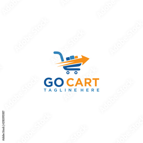 Go Cart shopping cart logo design vector template for fast online shop, e-commerce, and delivery service
