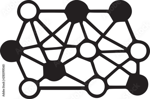 Abstract network structure with connected nodes in a geometric pattern during a conceptual representation of data flow