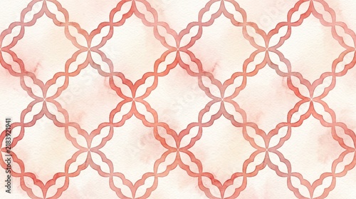 a soft subtle seamless repeating quatrefoil patterned background in soft red, aquarelle