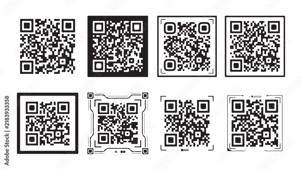 Fototapeta premium Set of Modern QR Code Icons and Frames Vector