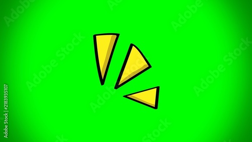 Yellow Comic Speed Lines and Shock Symbols Isolated on Green Screen Background, Symbolizing Surprise, Action, and Dynamic Motion Effects