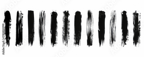 Pack of Black Grunge set of Brush Stroke Vector Collection. Vector brush set. Black lines and spots on white background