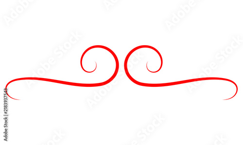 Fotografie red swirl flourish decorative accent design element, elegant calligraphic graphic accentuating text or layout, perfect for invitations, cards, or page borders
