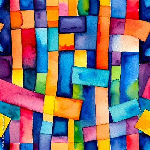 Watercolor background with bright colorful abstract pattern