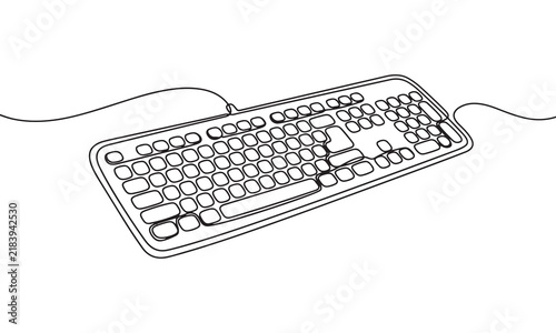 Bild auf Leinwand Continuous one line of a computer keyboard, qwerty layout with numeric keypad, p